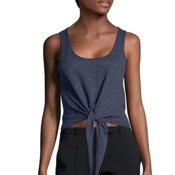 NWT! ALICE + OLIVIA BLUE COTTON JACINDA TIE FRONT TANK TOP XS - Picture 1 of 8